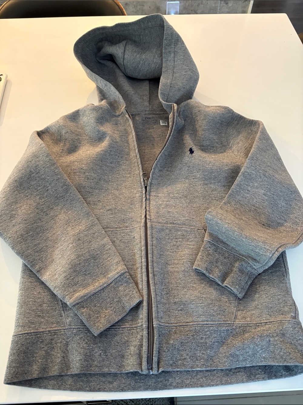 Polo Ralph Lauren Boys L 14-16 Gray Full‎ Zip Hoodie Pony Logo Preppy Classic